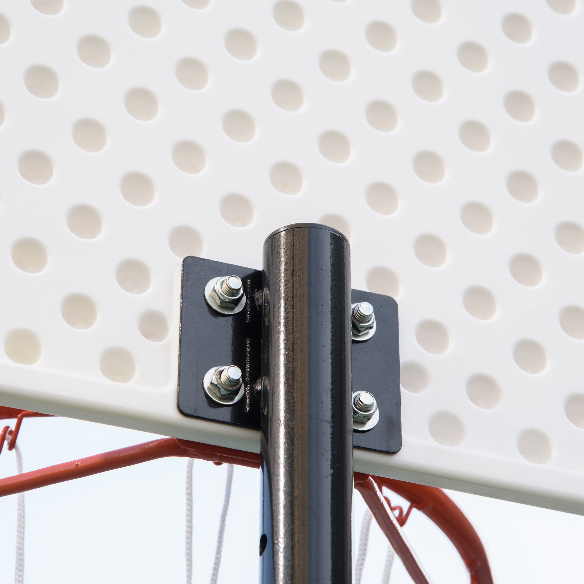 7-8.5ft Basketball Hoop, Freestanding Basketball System with 27.5" Shatterproof Backboard and Wheels, White Basketball   at Gallery Canada