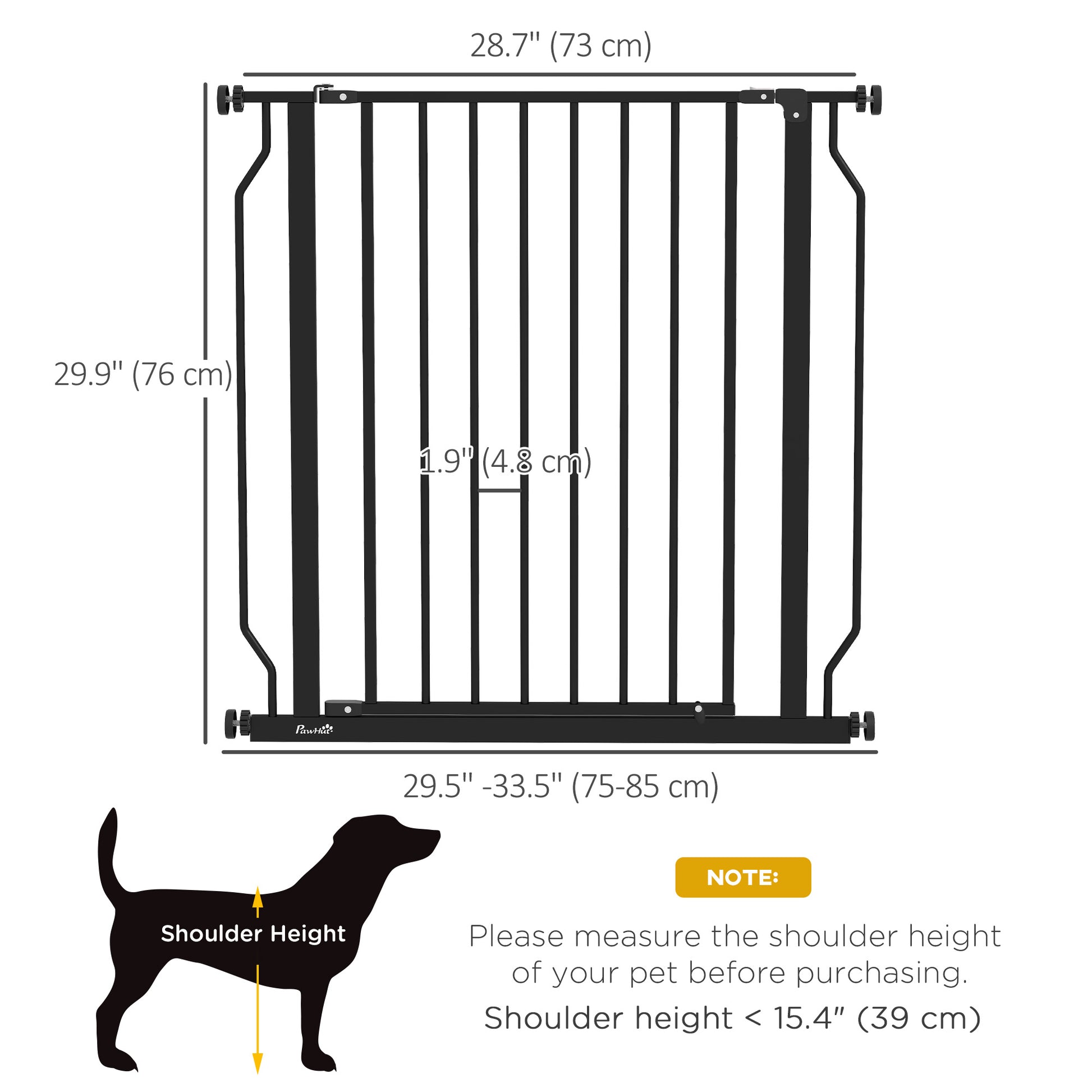 30"- 34" Easy Install Pet Gate w/ Door &; Double Locking System, Extra Wide Dog Gate for Stairs, Hallways, Black Houses, Kennels & Pens   at Gallery Canada