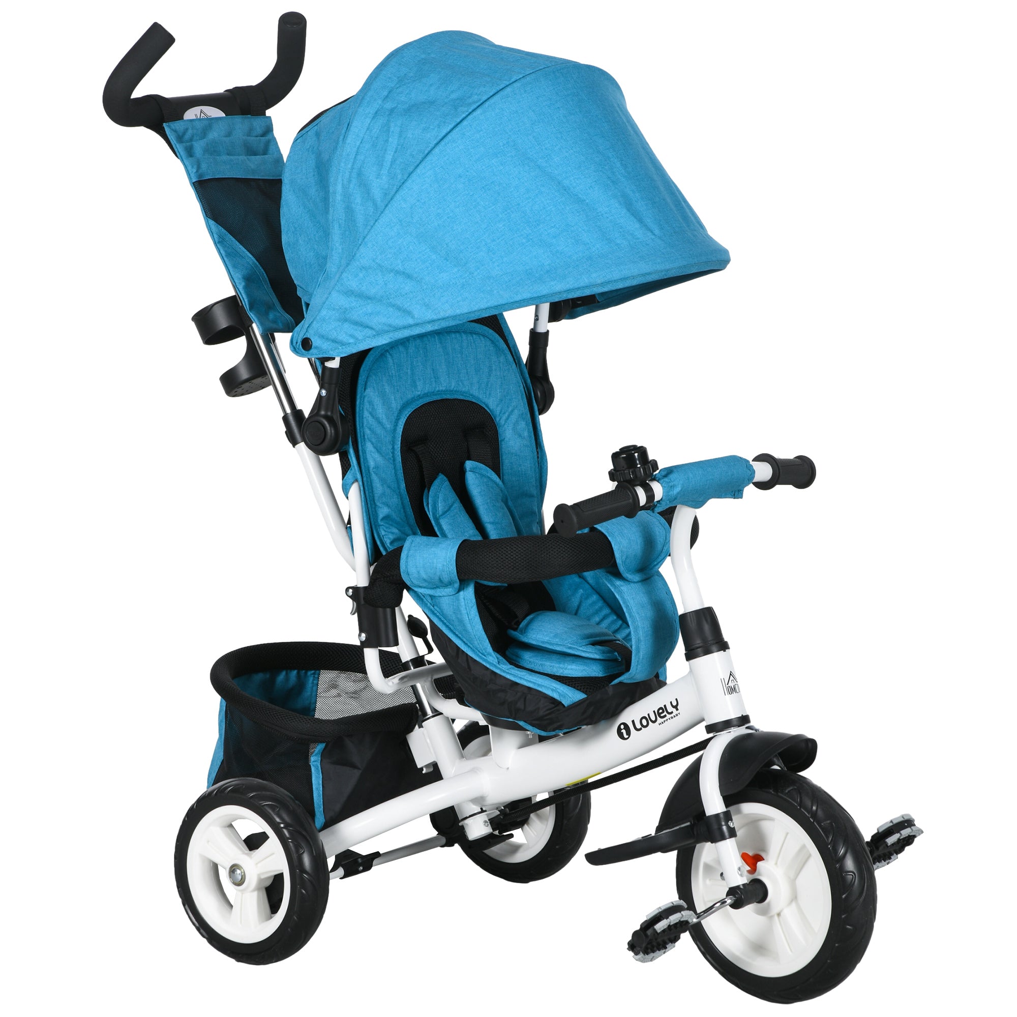 4 in 1 Tricycle for Toddler 1-5 Years with Parent-Push Handle, Blue Tricycles for Kids   at Gallery Canada