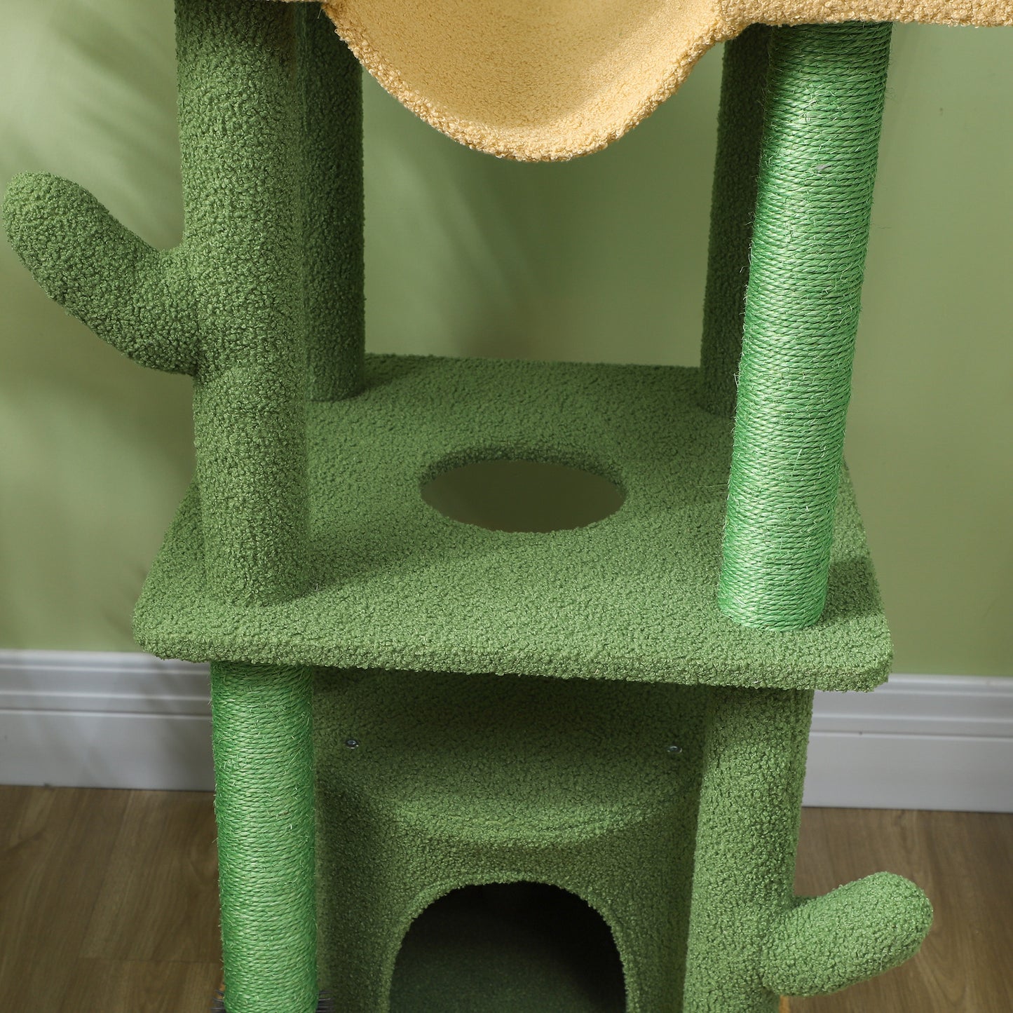 89"-100" Floor to Ceiling Cat Tree Cat Tower for Large Cats w/ Scratching Posts, Grooming Brush Post, Cat Condo, Green Floor to Ceiling Cat Trees   at Gallery Canada