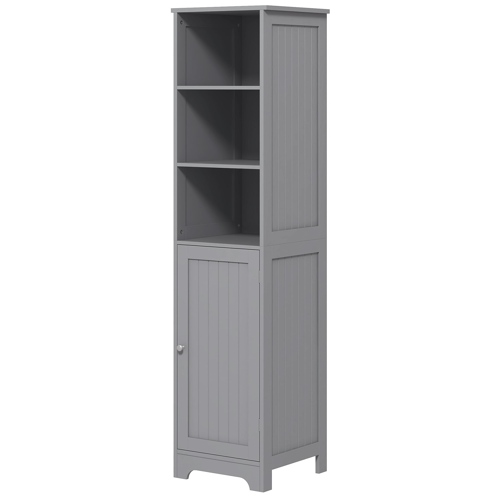 Tall Bathroom Storage Cabinet, Freestanding Tower Cabinet with Adjustable Shelf, 3 Open Shelves, Grey Bathroom Cabinets Grey  at Gallery Canada