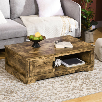 Coffee Table, Vintage Style Center Table with Cabinet, Open Storage Compartments, Coffee Tables for Living Room, Bed Room, Brown Coffee Tables   at Gallery Canada