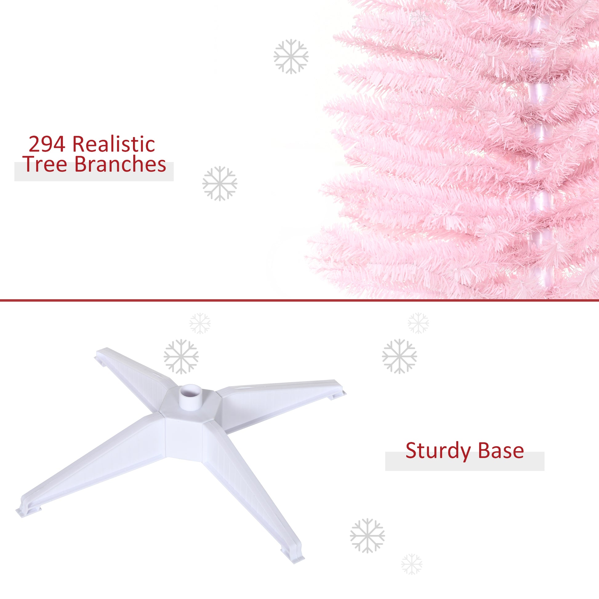 5FT Artificial Christmas Tree, Pencil Christmas Tree with Realistic Branches, Stable Stand, Pink Pencil Christmas Trees   at Gallery Canada