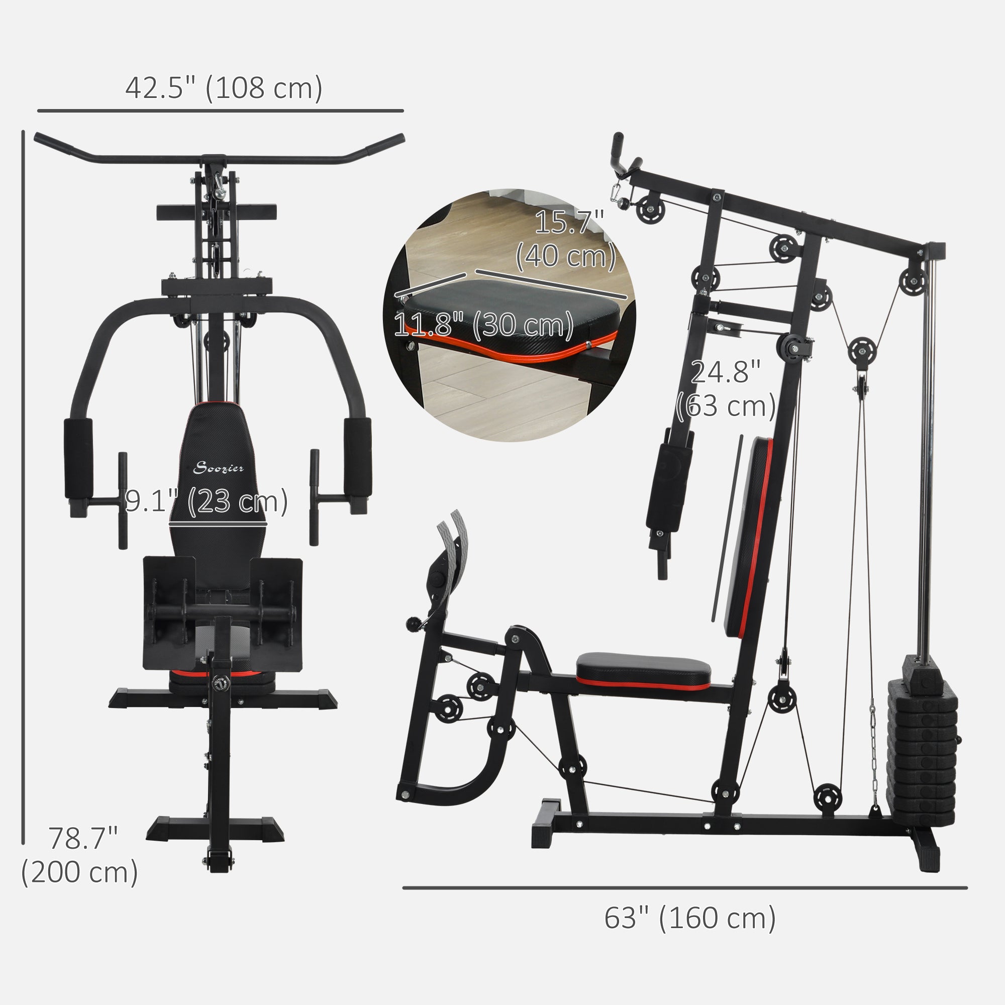 Home Gym Weights Machine, Multi Gym Lat Pulldown and Leg Workout Equipment with 99lbs Weight Stack Power Towers   at Gallery Canada