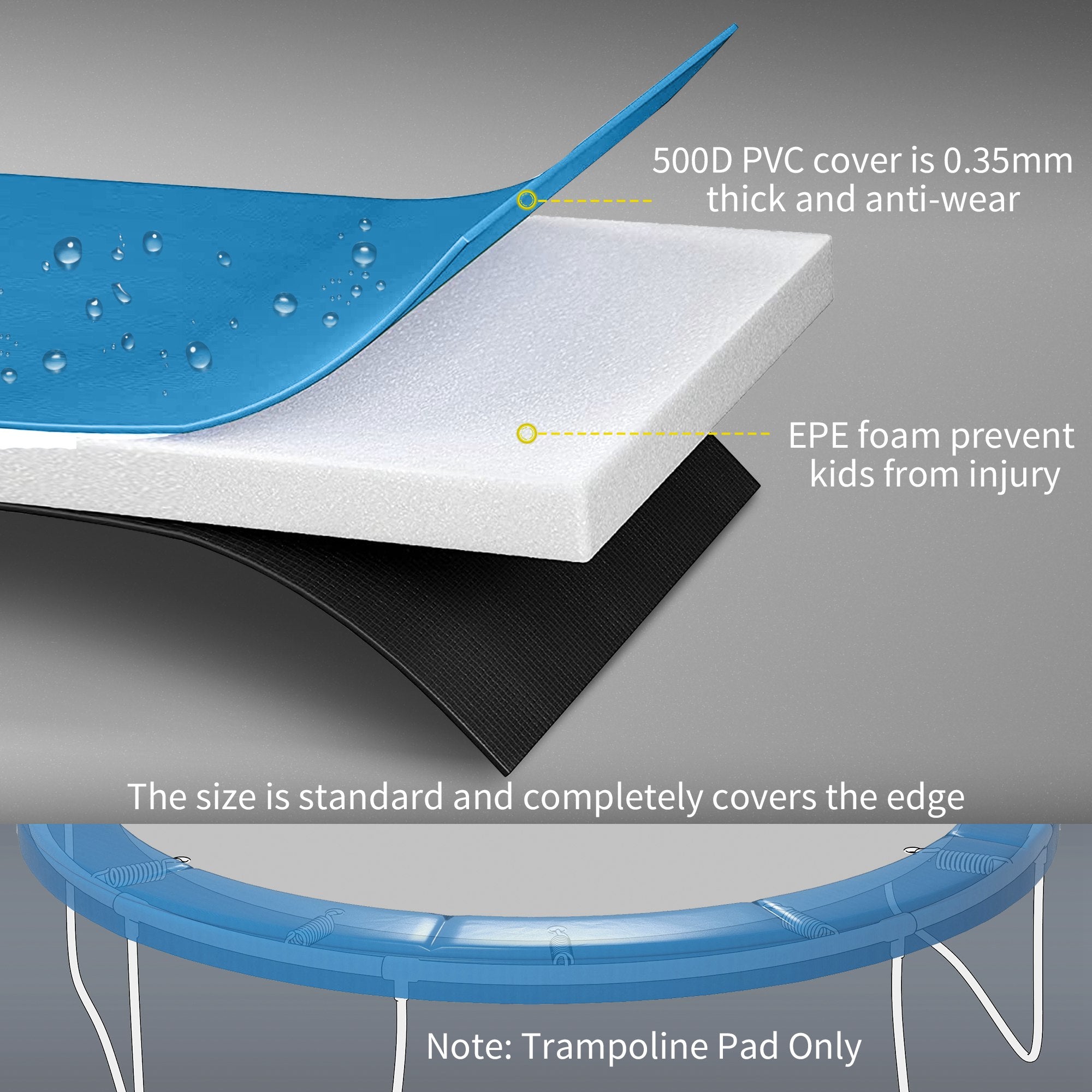 14ft Trampoline Replacement Pad Trampolining Replacement Jump Bounce Exercise GYM Pad Only Light Blue Trampolines at Gallery Canada