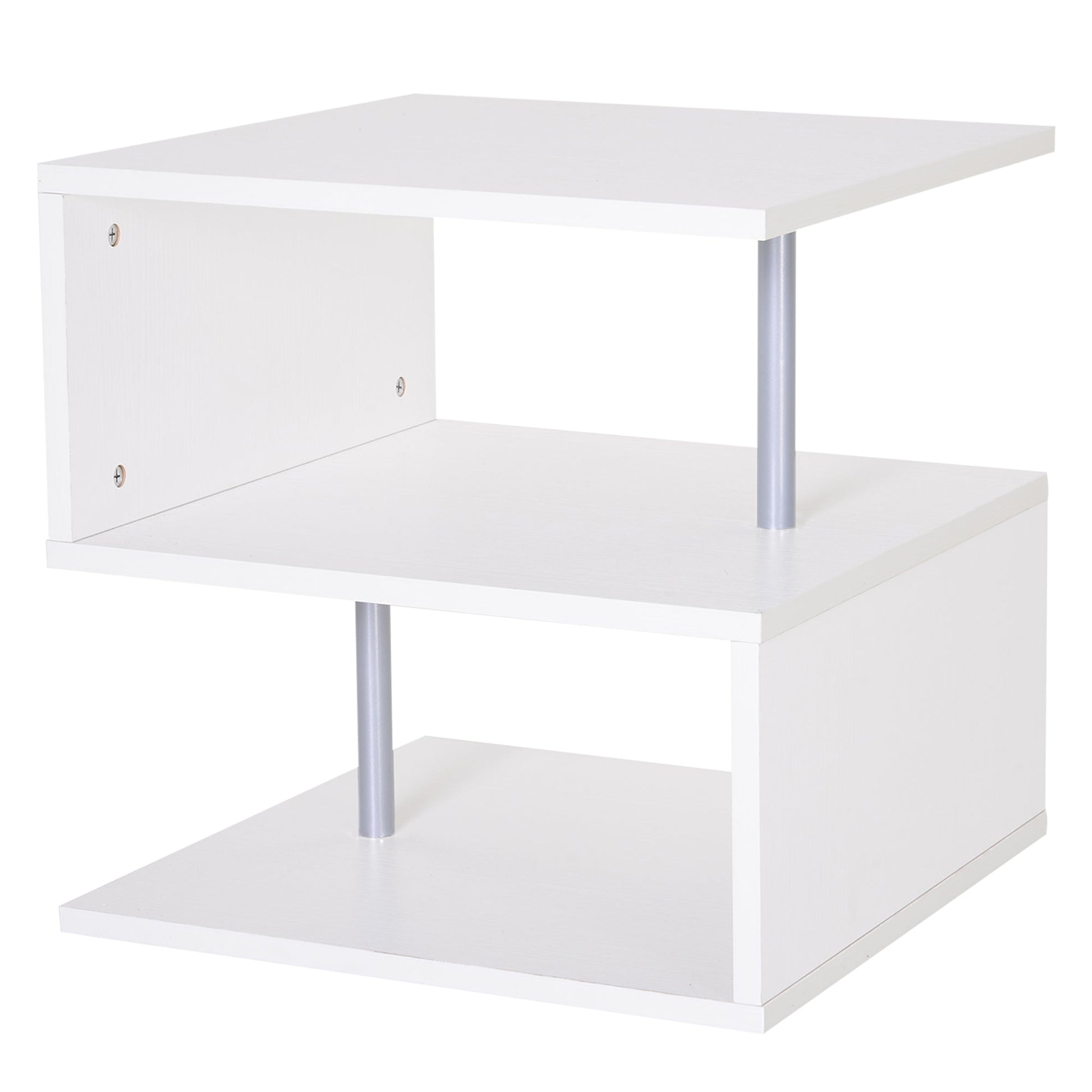 Wooden S Shape End Table 3 Tier Storage Shelves Organizer Living Room Side Table Desk White Side Tables White  at Gallery Canada