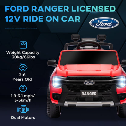 Ford Ranger Licensed 12V Ride on Car Battery Powered Kids Truck w/ Rear Storage Remote, Spring Suspension, Red Electric Toy Cars   at Gallery Canada