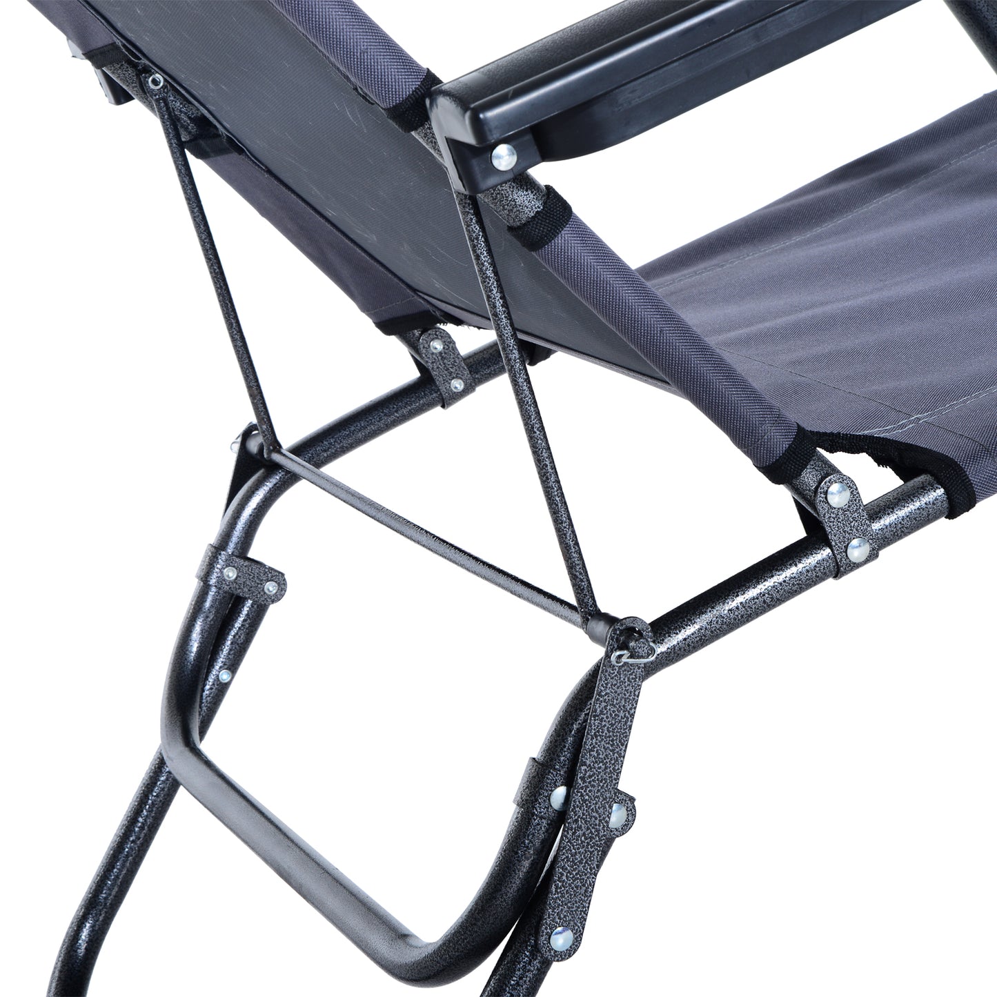 Folding Chaise Lounge Chair, Outdoor Portable 2-Level Adjustable Recliner Zero Gravity Chair with Headrest Pillow, Back with Storage Mesh Pocket, Grey Lounger Chairs   at Gallery Canada