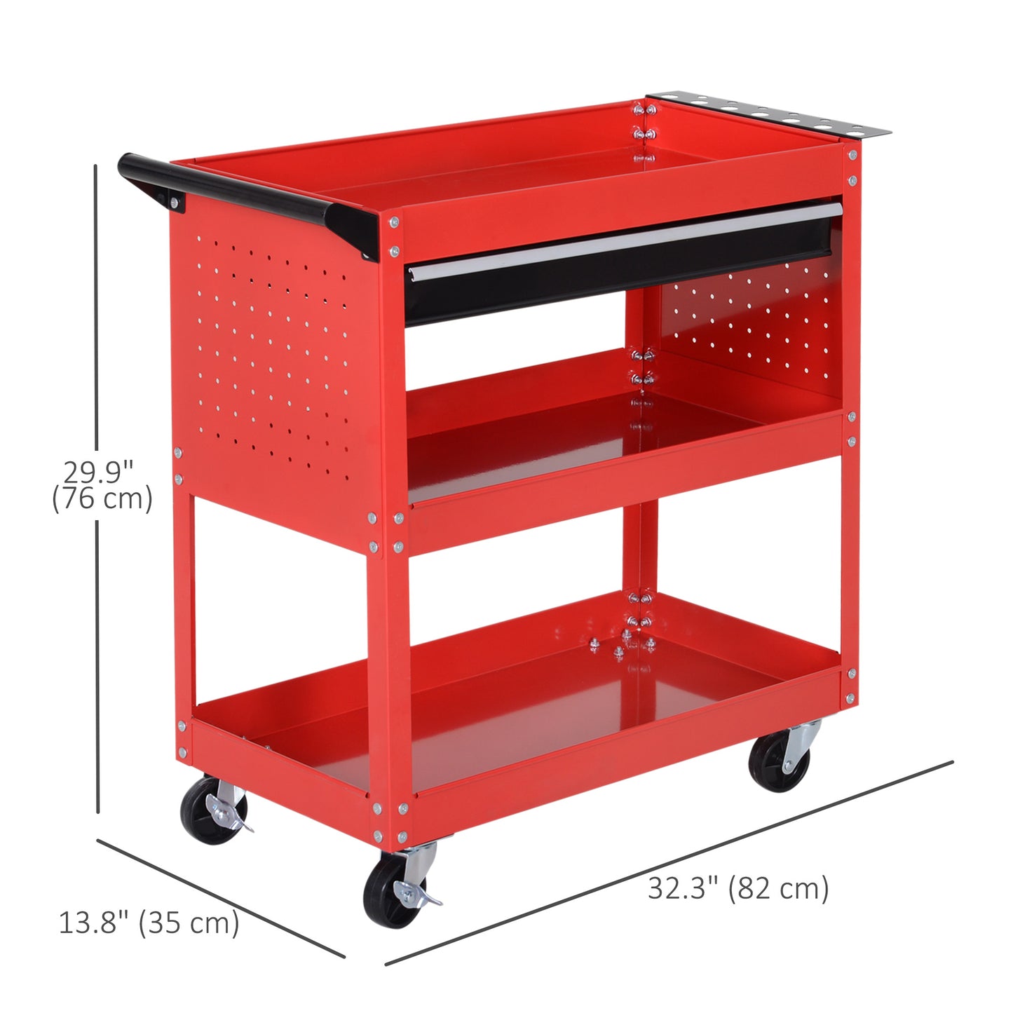 Tool Cart on Wheels, Utility Cart with Wheels, Ball Bearing Drawer, Storage Trays for Garage, Warehouse, Workshop, Red Tool Organizers   at Gallery Canada