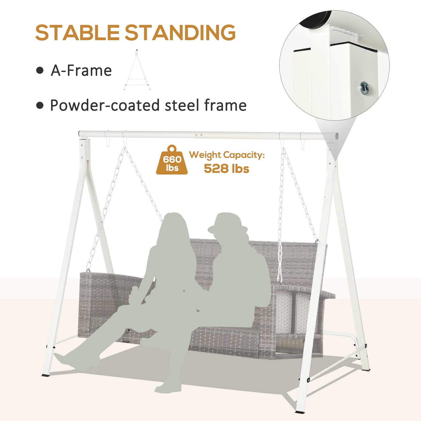 Metal Swing Stand Swing Frame, Hanging Chair Stand Only, 528 LBS Weight Capacity, for Backyard, Patio, Lawn, White Hammock Stands   at Gallery Canada