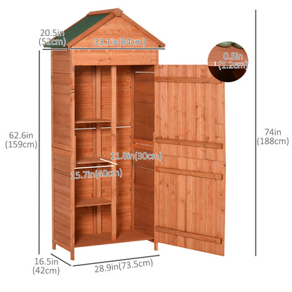 Wood Garden Shed Outdoor Tool Storage Cabinet Hutch Lockable Unit with Double Door and 3 Tire Storage Shelves Sheds   at Gallery Canada