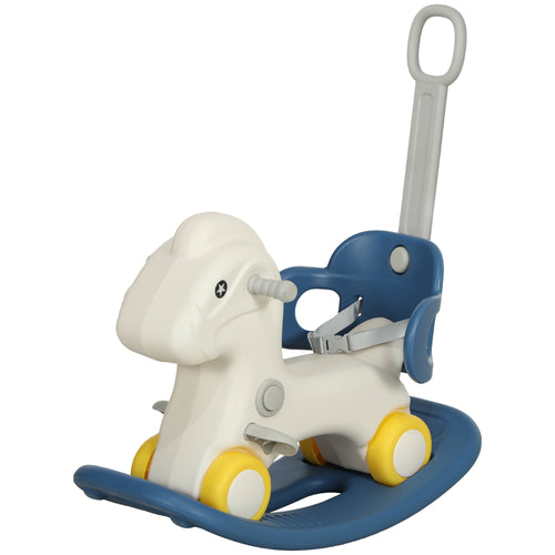 4 in 1 Kids Rocking Horse w/ Detachable Balance Board &; Push Handel, Blue