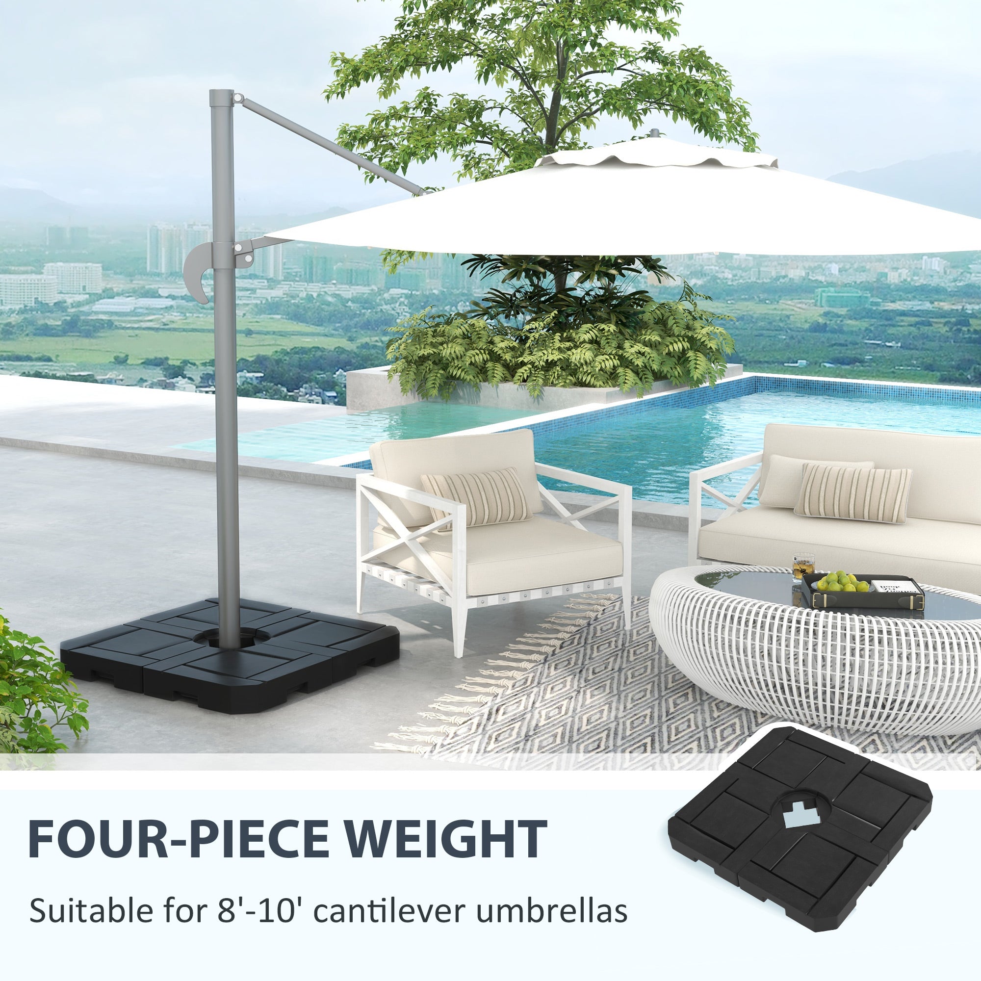 4PCs Patio Umbrella Base, Water or Sand Filled Cantilever Umbrella Weights for Cross Base with Handles, HDPE Umbrella Bases at Gallery Canada