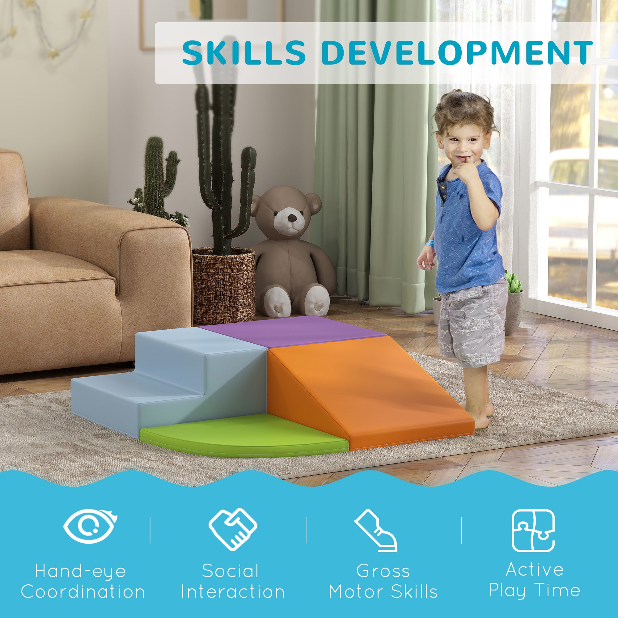 4 Pieces Soft Play Foam Play Set for Climbing, Crawling, Multicolour Baby Gym & Playmats at Gallery Canada