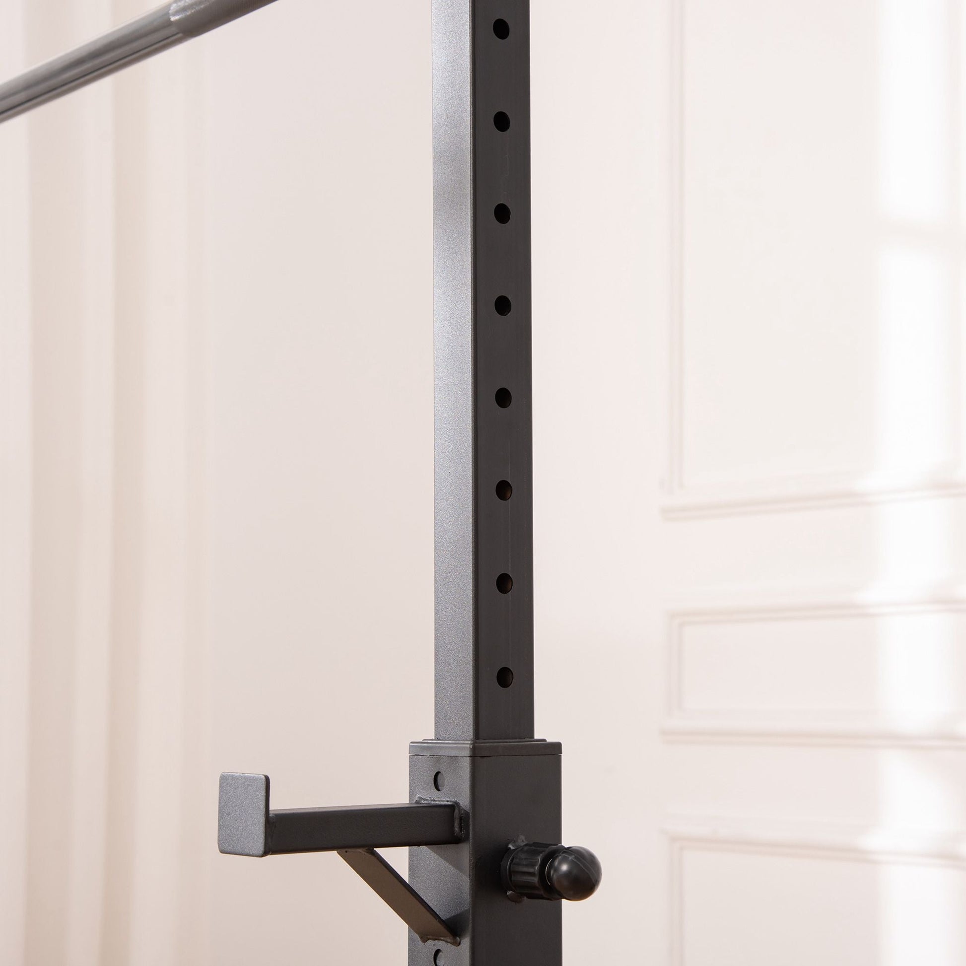 Adjustable Barbell Rack Stable Power Squat Stand Portable 2 Bars Barbell Holder Weight Rack, Black and White Power Towers   at Gallery Canada