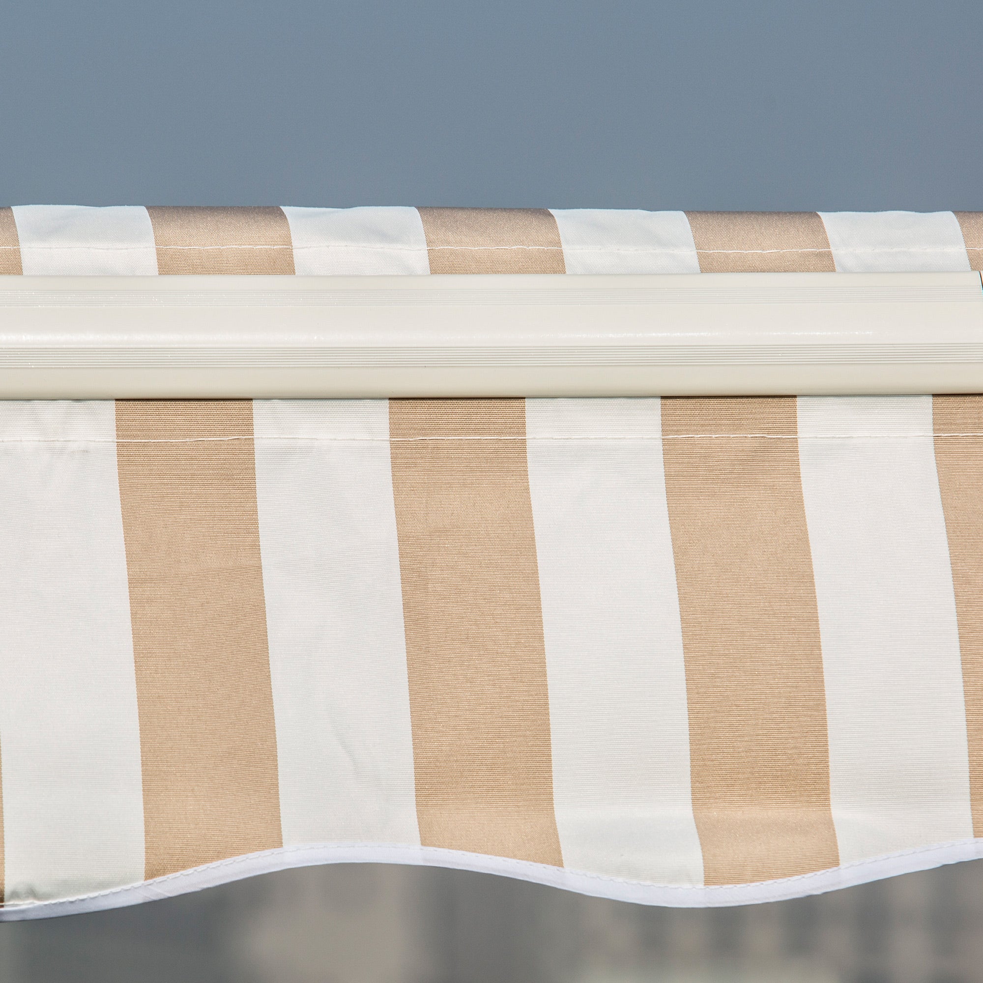 12' x 10' Retractable Awning Patio UV Resistant Fabric and Aluminum Frame for Deck, Balcony, Yard, Beige Deck Awnings at Gallery Canada