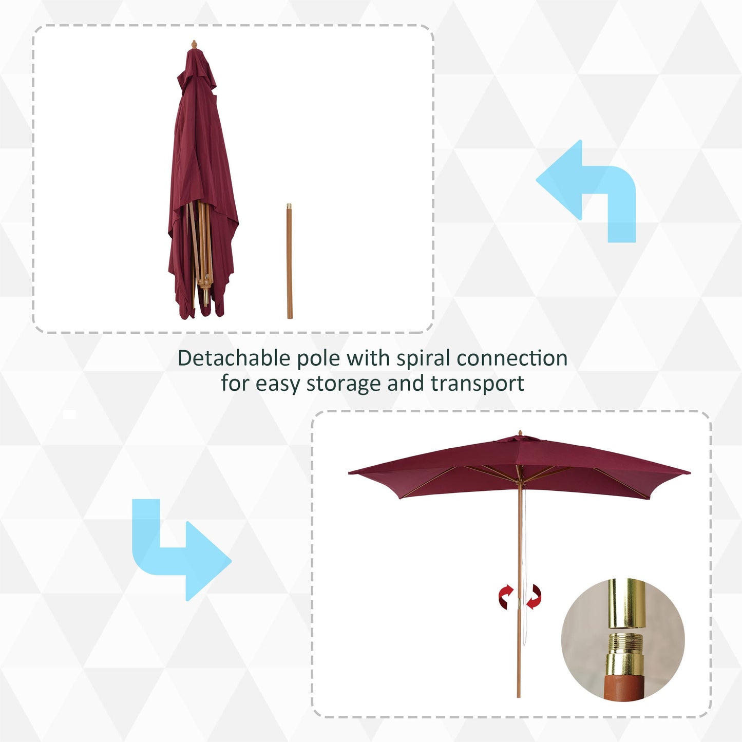 Patio Umbrella Market Patio Sun Umbrella Rectangle Wine Red Sun Umbrellas   at Gallery Canada