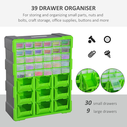 Plastic 39 Drawer Parts Organiser Wall Mount Storage Cabinet for Small Nuts Bolts Tool Set of 2 Green Tool Organizers   at Gallery Canada