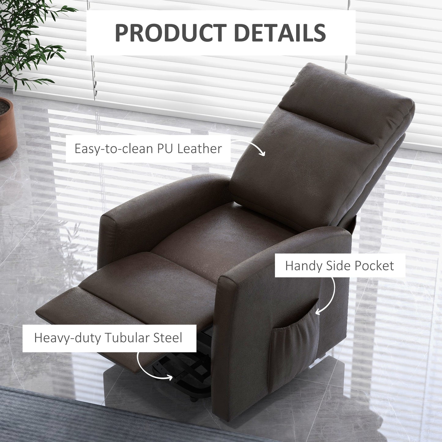 Power Lift Recliner Chair with Remote Control Side Pocket for Living Room Home Office Study Brown Electric Power Lift Chairs   at Gallery Canada