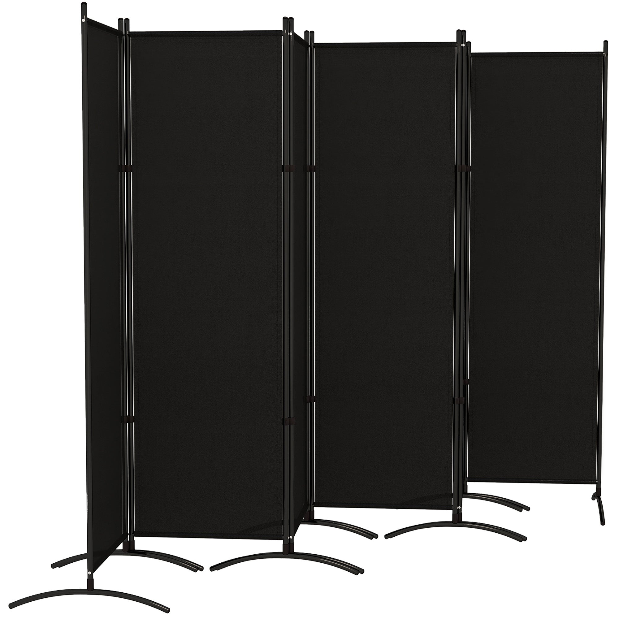 6 Panel Folding Room Divider, UV30+ Privacy Screen, Indoor Outdoor Privacy Panel with Stable Base, Black Side Awnings Black at Gallery Canada