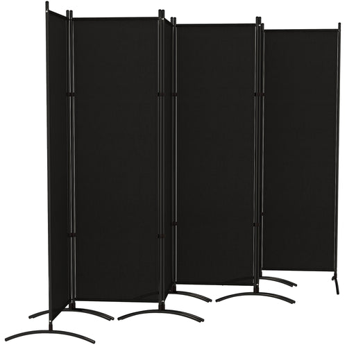 6 Panel Folding Room Divider, UV30+ Privacy Screen, Indoor Outdoor Privacy Panel with Stable Base, Black
