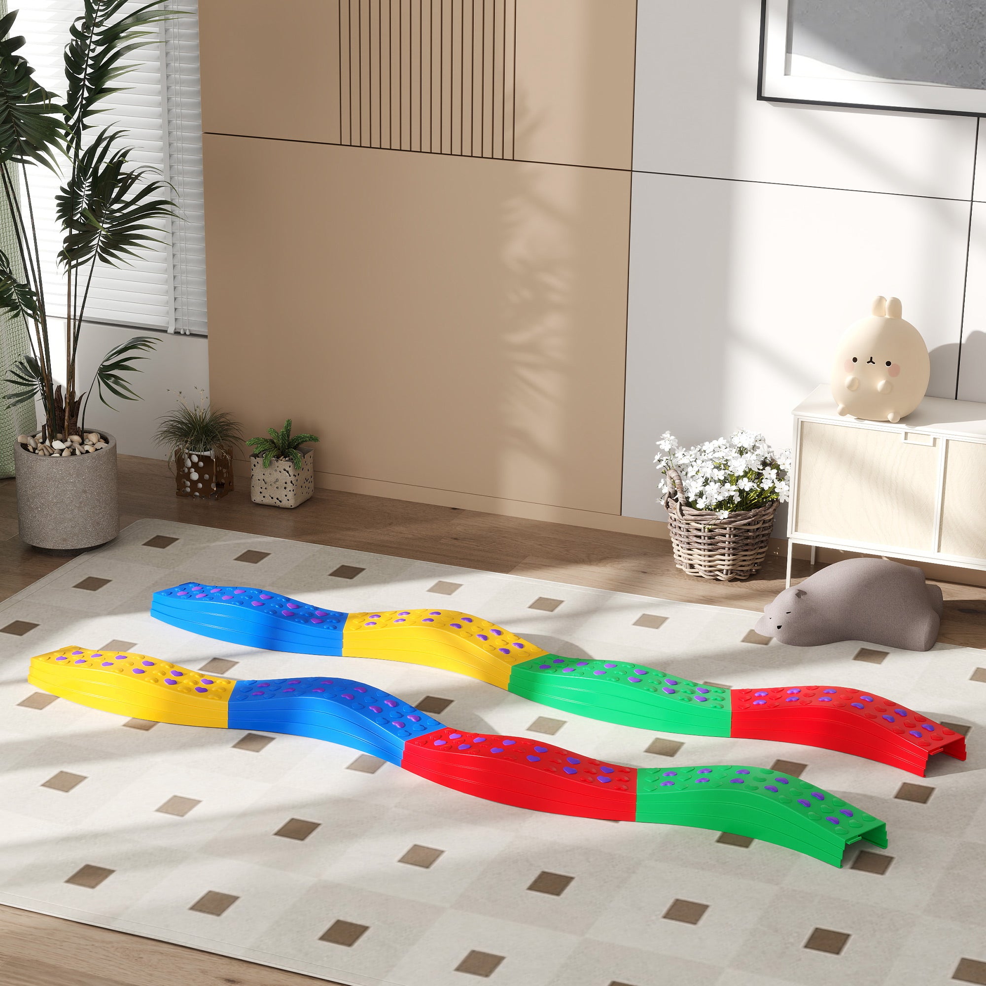 8PCs Kids Balance Beam Stepping Stones w/ Non-slip Foot Pads Baby Gym & Playmats at Gallery Canada