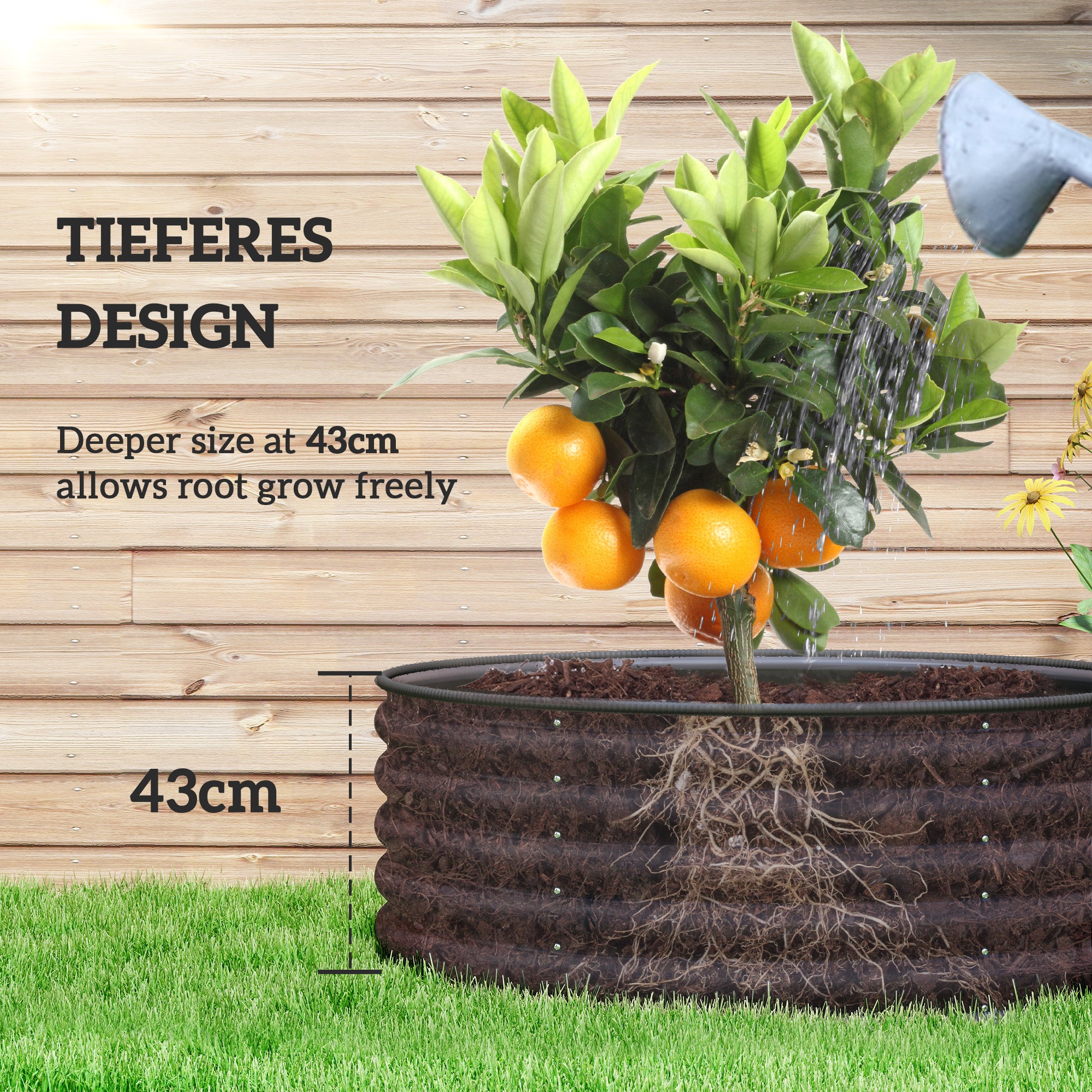 Galvanized Raised Flower Bed, 4 x 4 x 1.5 ft Outdoor Metal Raised Bed with Safety Edging and Gloves, Dark Grey Raised Garden Beds at Gallery Canada