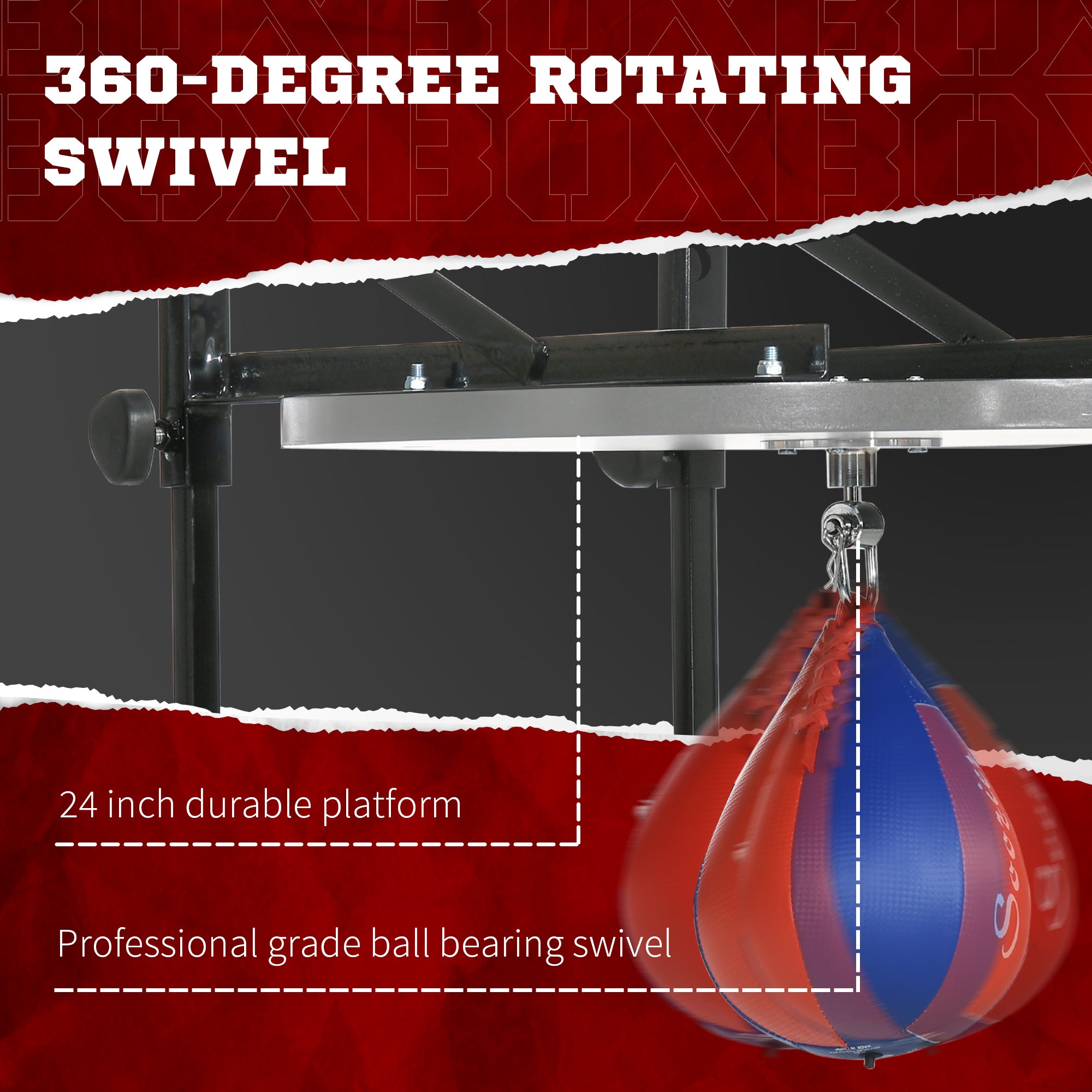 Adjustable Speed Bag Platform, Wall Mounted Speed Bag Boxing, 360° Swivel Training Equipment for Home, Gym More-Strength Training Equipment at Gallery Canada