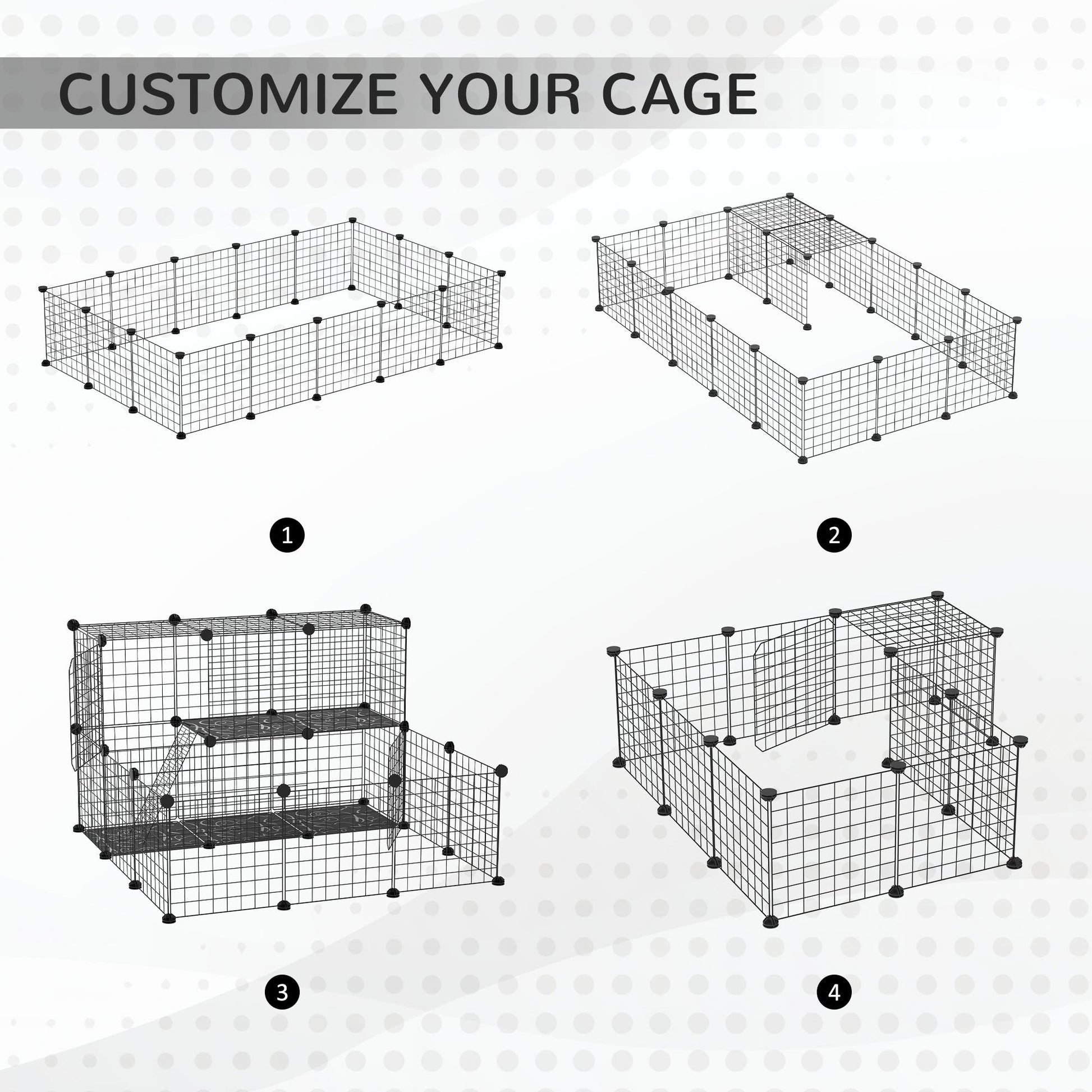 31-Panel Small Animal Cage with Door for Rabbit, Guinea Pig, Chinchilla, Black Houses & Habitats   at Gallery Canada