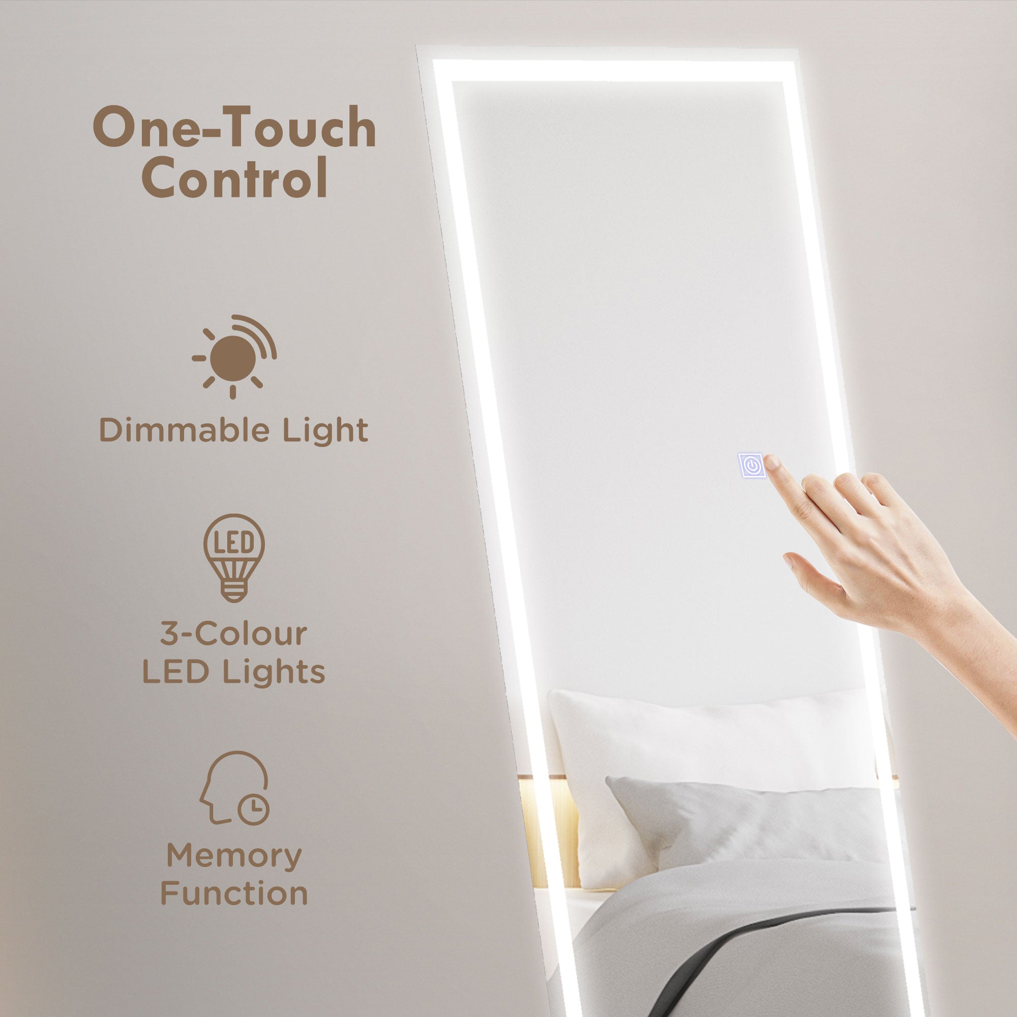 Standing Mirror with LED Lights, 64