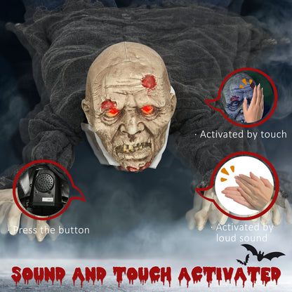 Animated 55-Inch Crawling Zombie Halloween Decoration with Sound and Motion, Multi Colour Halloween Decorations   at Gallery Canada