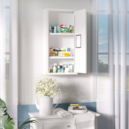 Wall Mount Medicine Cabinet Bathroom Cabinet with 2 Shelves, Steel Frame and Magnetic Door, White Mirror Medicine Cabinets   at Gallery Canada