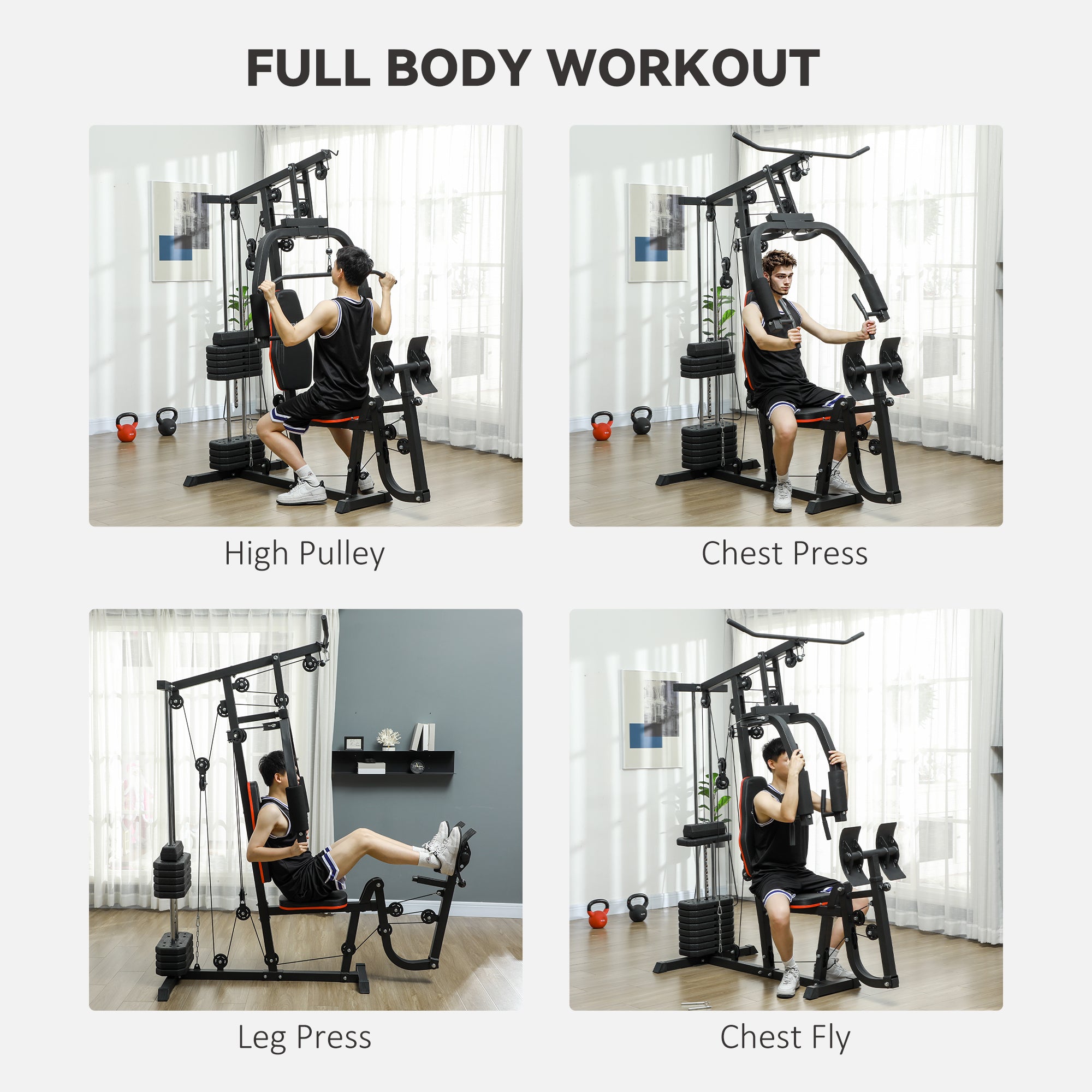 Home Gym Weights Machine, Multi Gym Lat Pulldown and Leg Workout Equipment with 99lbs Weight Stack Power Towers   at Gallery Canada