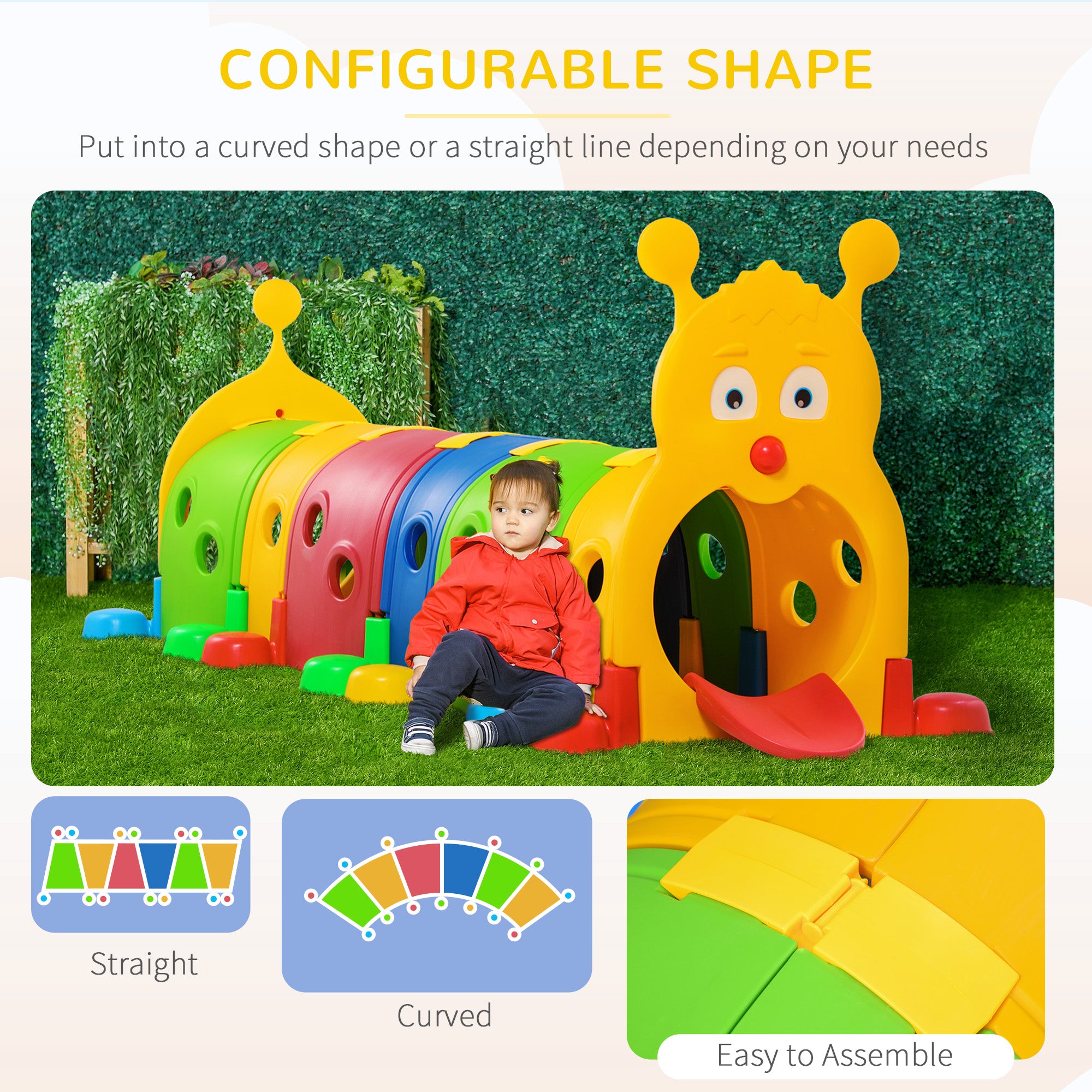 Caterpillar Design Tunnel for Kids to Crawl Through, for 3-6 Years, Multicoloured Children's Play Tunnels at Gallery Canada