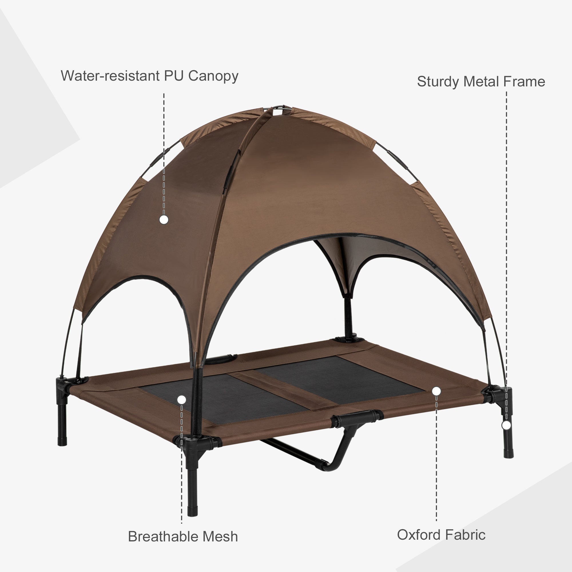 Elevated Dog Bed with Canopy, Portable Raised Dog Cot for L Sized Dogs, Indoor &; Outdoor, 36