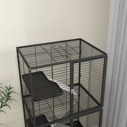 Rolling Small Animal Cage 53.5"H Chinchilla Cage for Ferrets, Squirrels w/ Removable Tray, Storage Shelf, Dark Grey Houses & Habitats   at Gallery Canada