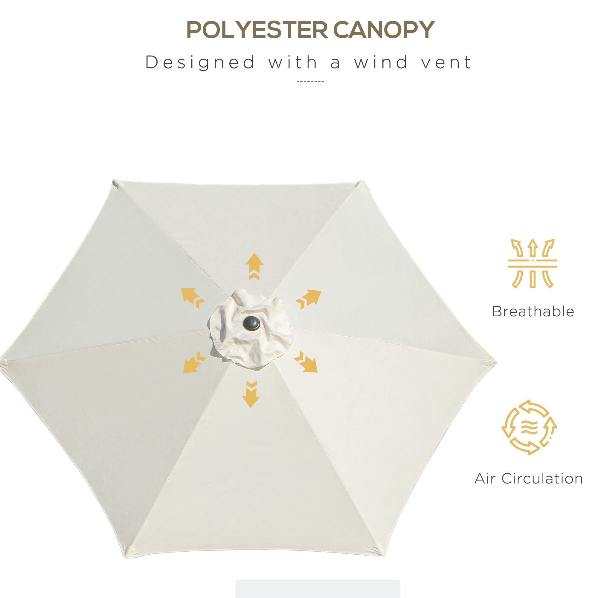 8.5' Round Aluminum Patio Umbrella 6 Ribs Market Sunshade Tilt Canopy w/ Crank Handle Garden Parasol Cream White Sun Umbrellas at Gallery Canada