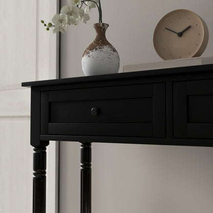 Hallway Console Table, Modern Entryway Table with 2 Drawers, Storage Shelf, Turned Legs for Living Room, Bedroom, Black Console Tables   at Gallery Canada