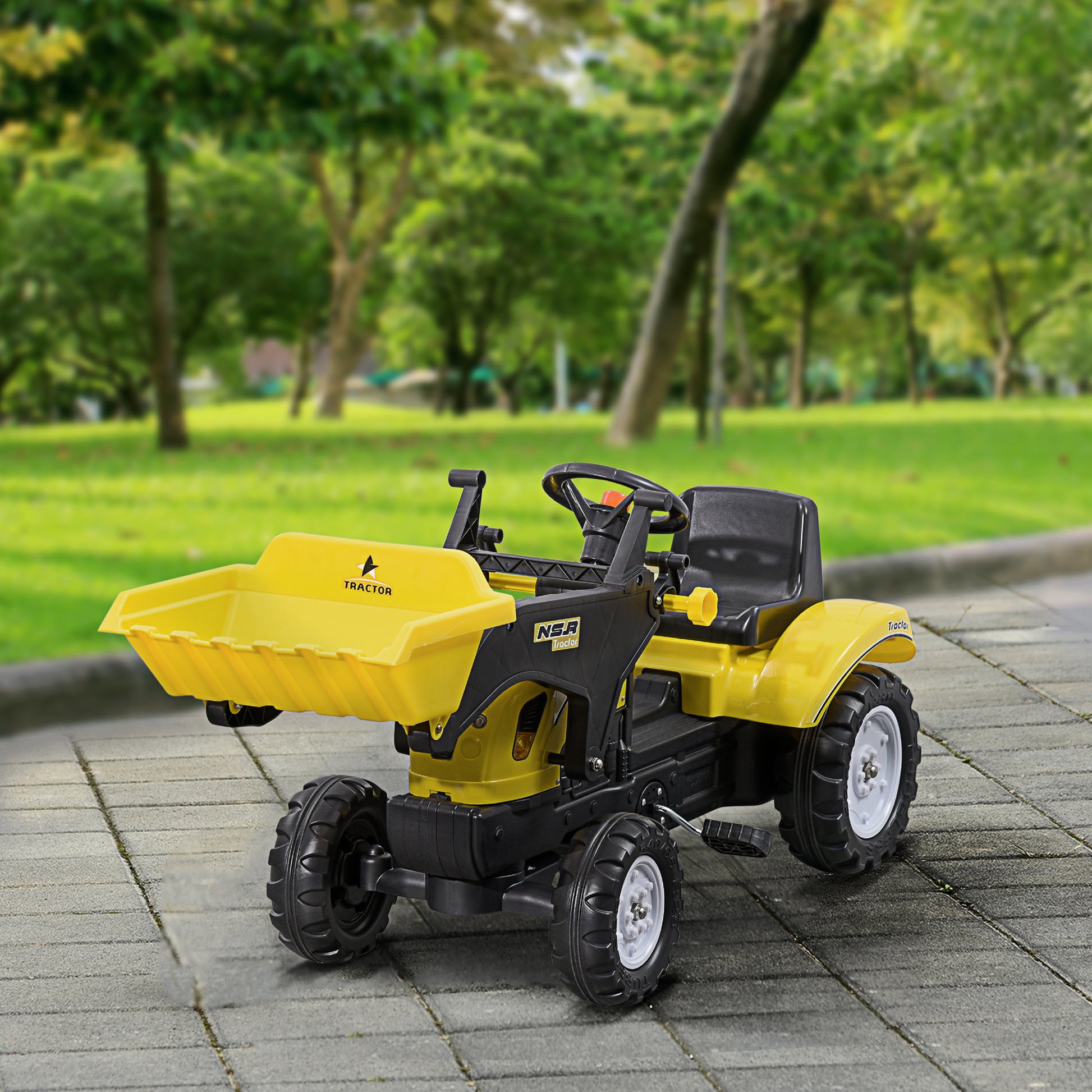 Ride on Tractor for Kids, Pedal Construction Car with Front Loader Digger for 3 Year Old, Yellow Toy Excavators   at Gallery Canada