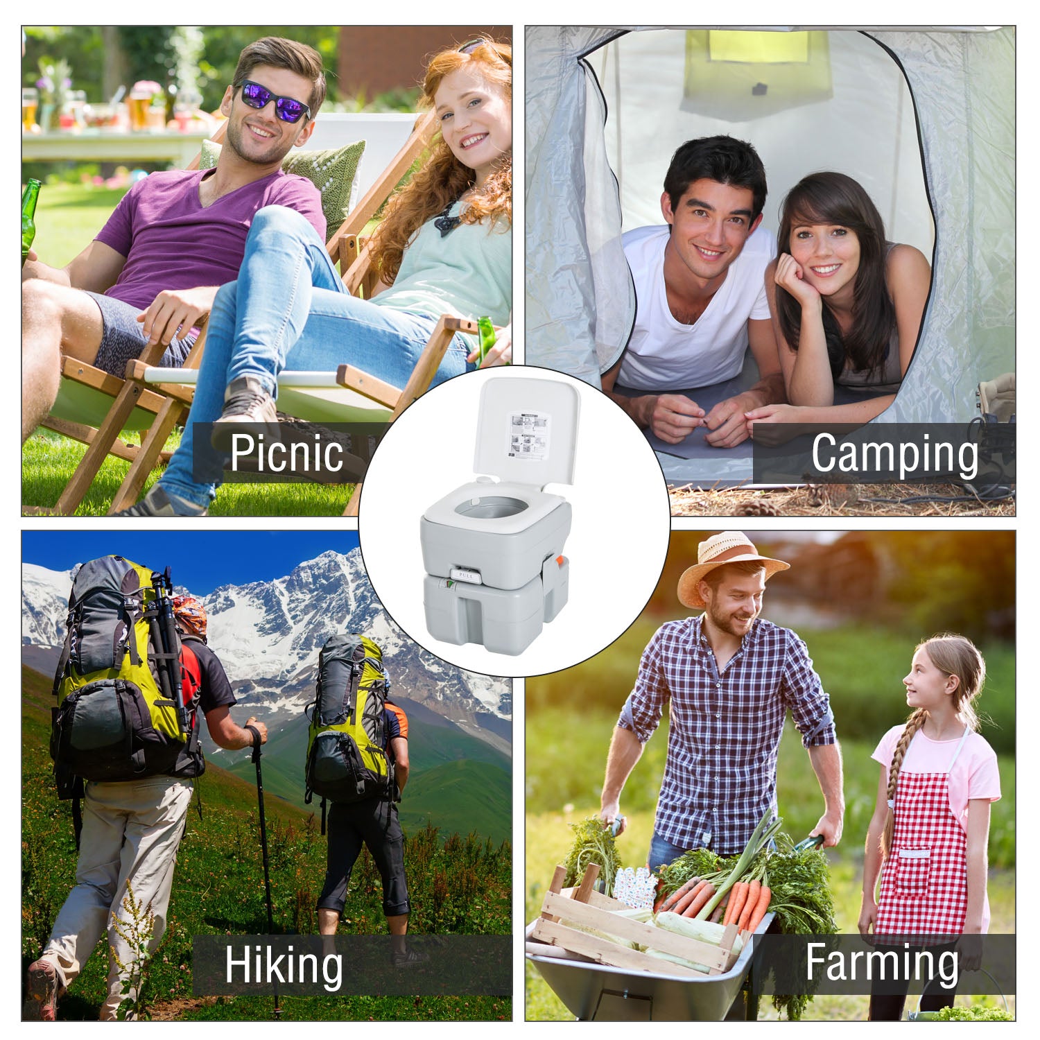 Outdoor Portable Travel Toilet Flushable Tank with Level Indicator 3 Way Pistol for Camping Boating Roadtripping 5.3 Gallon (20L) Camping Toilets at Gallery Canada