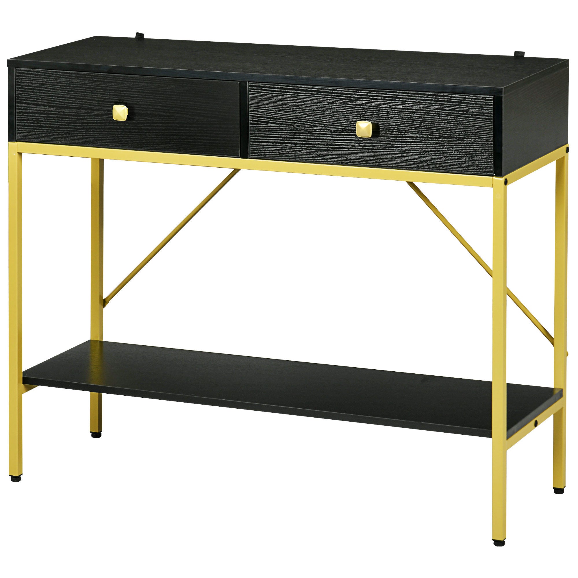 Hallway Console Table Entryway Table with 2 Drawers and Storage Shelf for Living Room Bedroom Behind Sofa Black Console Tables   at Gallery Canada