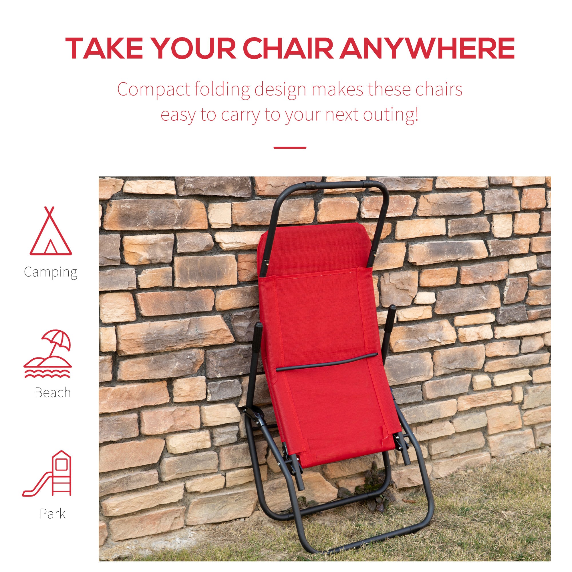 Zero Gravity Reclining Patio Lounge Chair with Footrests and Armrests, Red Lounger Chairs   at Gallery Canada