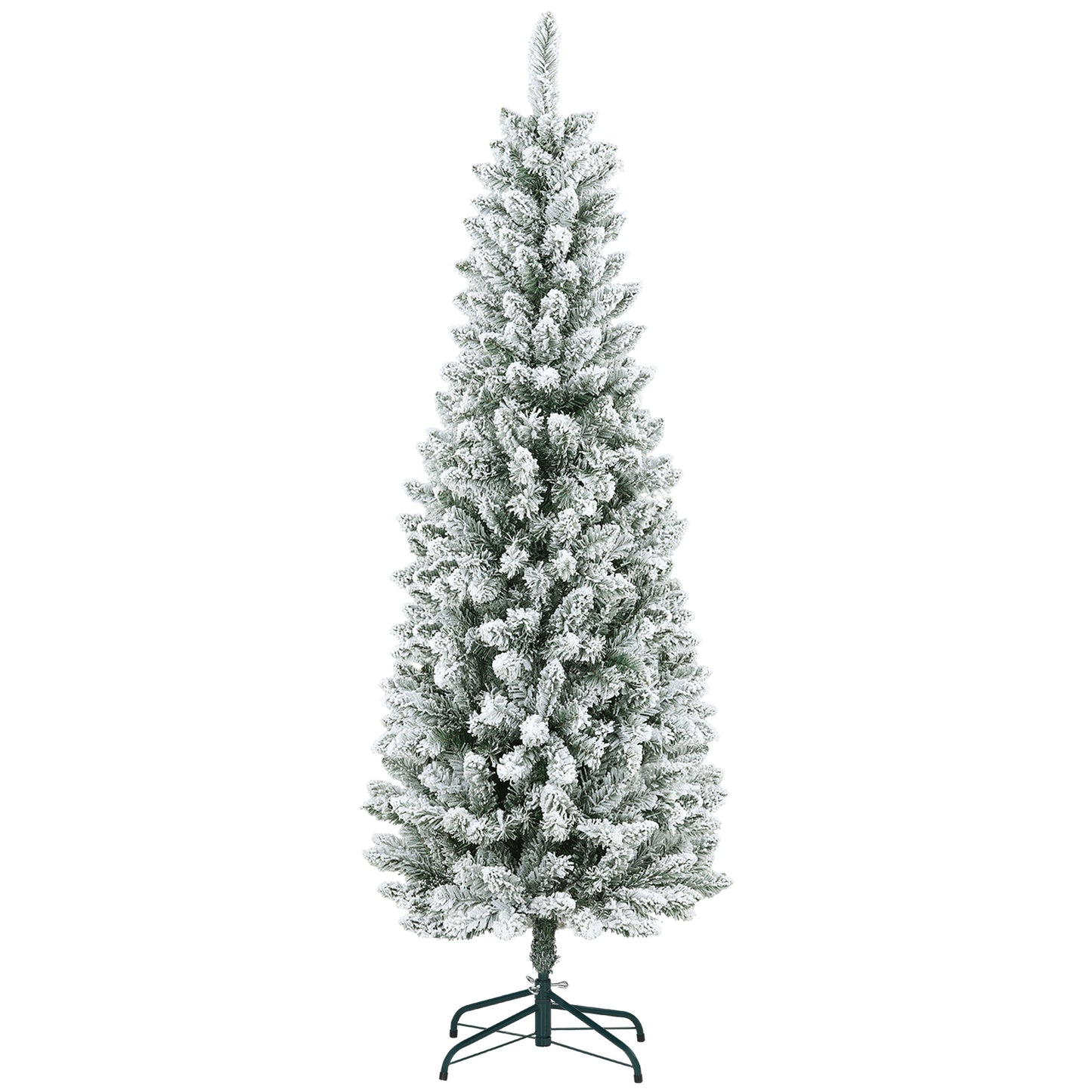 6ft Pencil Christmas Tree, Flocked Tree with 479 Branch Tips and Metal Base for Home, Indoor, Holiday Pencil Christmas Trees   at Gallery Canada