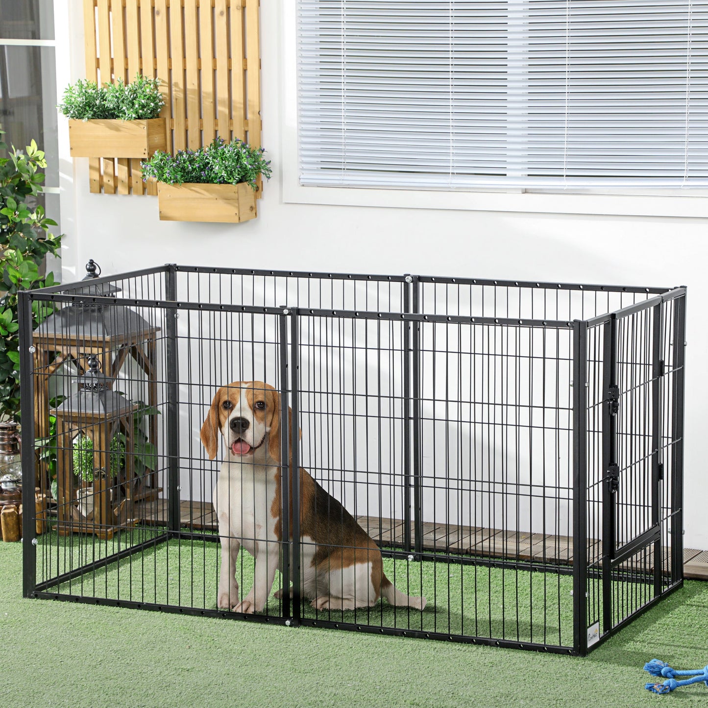 6 Panel 32.5" - 59" x 32" Dog Playpen, Heavy Duty Pet Playpen for Indoor Outdoor, Small and Medium Dogs Houses, Kennels & Pens   at Gallery Canada