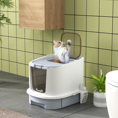 Enclosed Cat Litter Box with Lid, Scoop, Top Entry, Deodorization Bags, Drawer Type Cat Litter Tray, Easy to Clean, Grey Cat Litter Box Enclosures at Gallery Canada