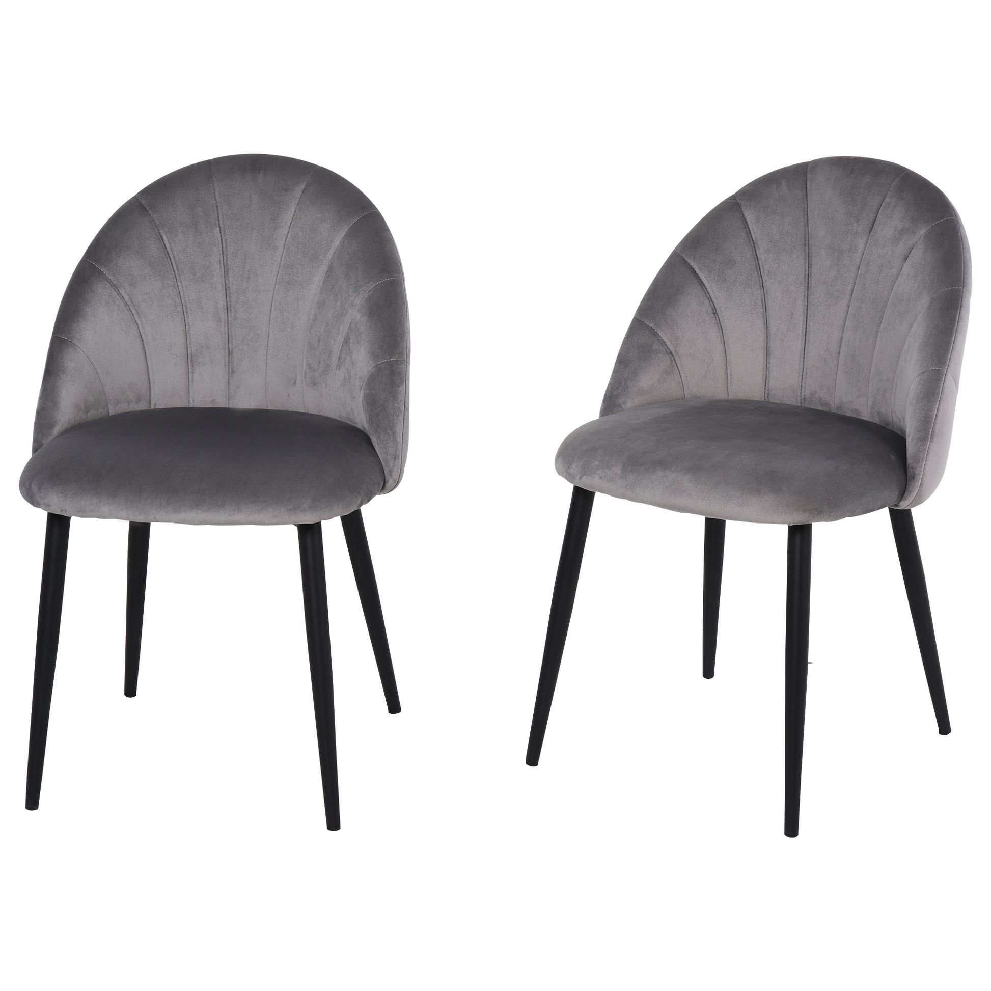 Armless Dining Chairs with Curved Backrest, Velvet-feel Accent Chairs for Kitchen, Living Room, Guest Room, Grey Bar Stools   at Gallery Canada