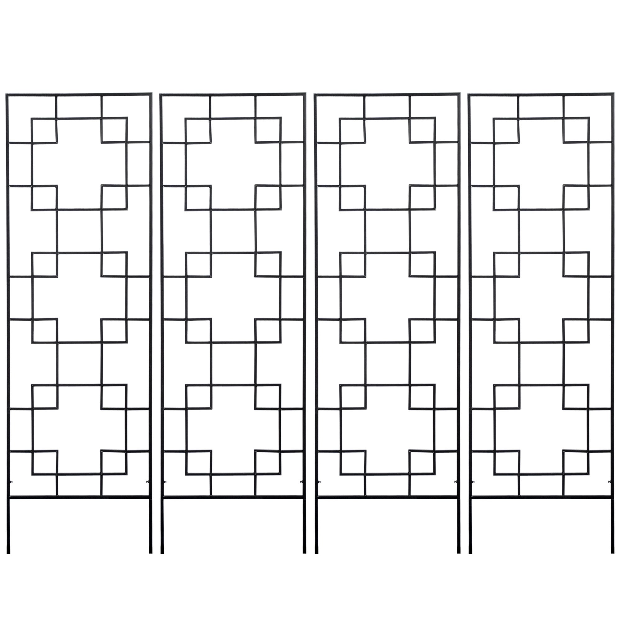 4 Pack Garden Trellis for Climbing Plants, Outdoor Metal Grid Panels for Roses, Vine Flower, Cucumber, Clematis, 72