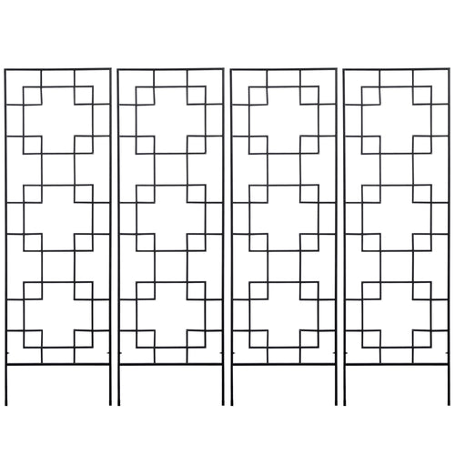 4 Pack Garden Trellis for Climbing Plants, Outdoor Metal Grid Panels for Roses, Vine Flower, Cucumber, Clematis, 72