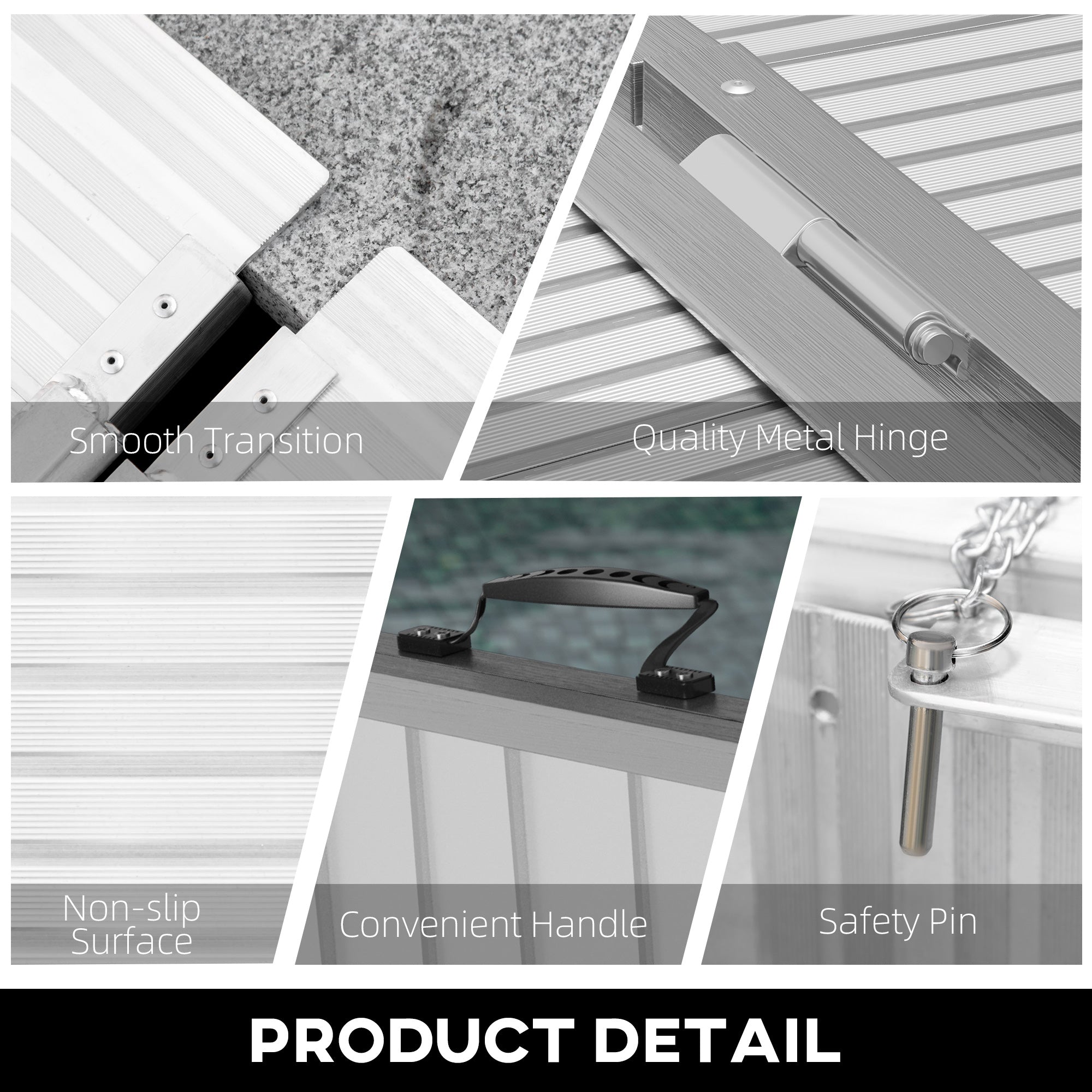 8' Foldable Handicap Ramp for Home, Steps, Doorways, Aluminum Portable Wheelchair Ramp, Textured Threshold Ramp, Silver Knee Walker & Wheelchair Ramps at Gallery Canada