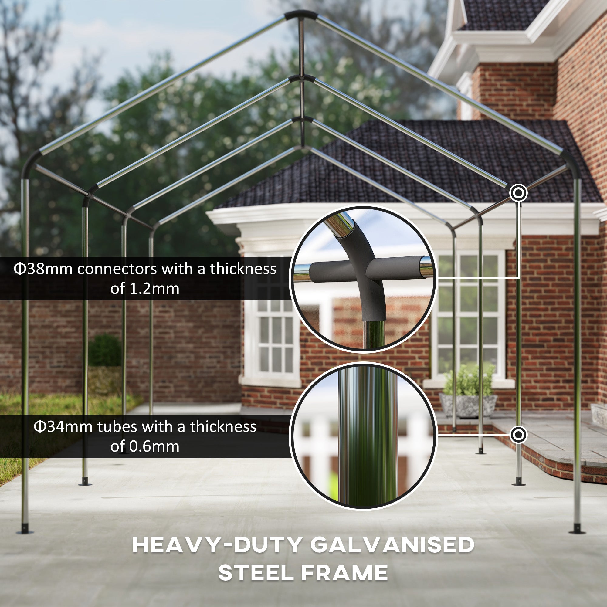 10 x 20ft Portable Garage Heavy Duty Carport with 2 Roll-up Doors and Removable Sidewalls for Car, Truck, Boat, White Car Shelters at Gallery Canada